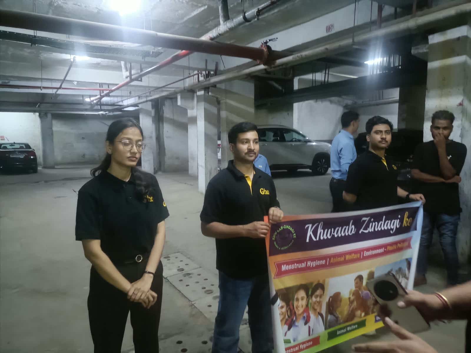 Volunteers gathered after a community awareness campaign